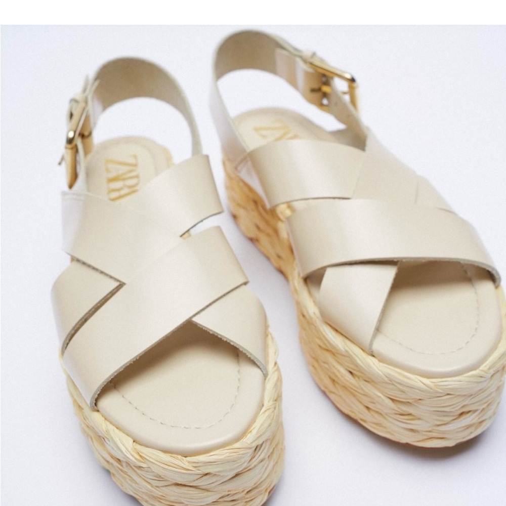 Zara Woven Leather Chunky Platform Sandals